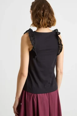Top con rouches - Nero