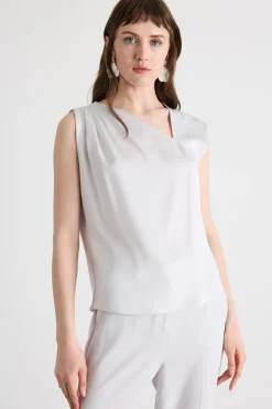 Top con scollo asimmetrico - Bianco