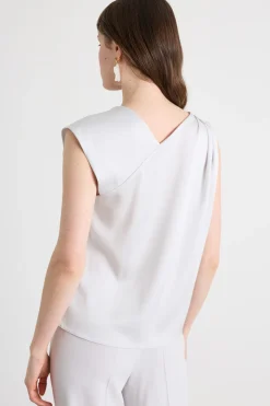 Top con scollo asimmetrico - Bianco