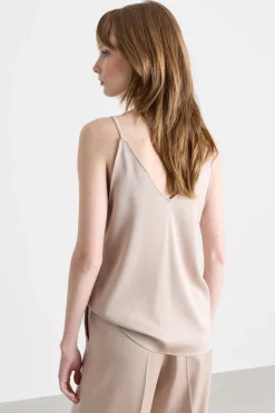 Top con scollo a V - Beige