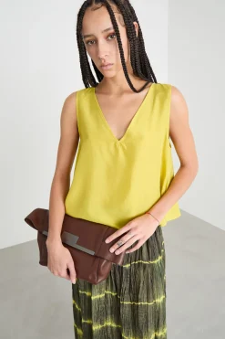 Top con scollo a V - Giallo