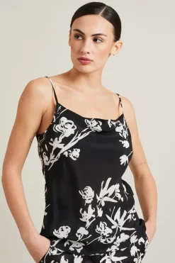 Top con scollo drappeggiato - Nero Bianco