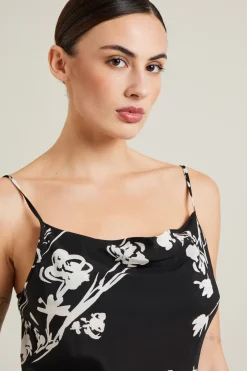 Top con scollo drappeggiato - Nero Bianco