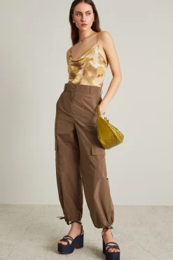 Top con scollo drappeggiato - Senape Beige