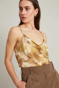 Top con scollo drappeggiato - Senape Beige