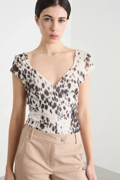 Top con scollo geometrico - Bianco Nero