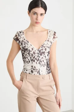 Top con scollo geometrico - Bianco Nero