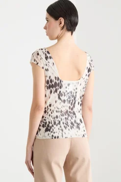 Top con scollo geometrico - Bianco Nero