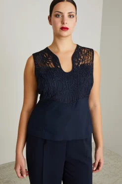 Top con scollo sagomato - Blu Notte