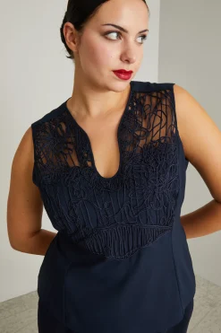 Top con scollo sagomato - Blu Notte