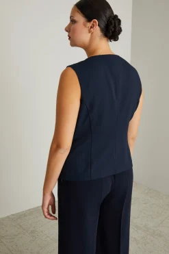 Top con scollo sagomato - Blu Notte