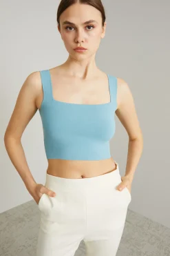Top con scollo squadrato - Azzurro