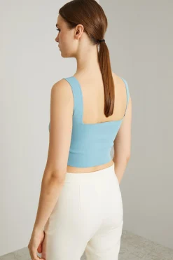 Top con scollo squadrato - Azzurro