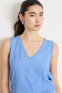 Top con spacchi - Azzurro