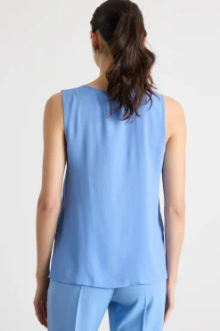 Top con spacchi - Azzurro