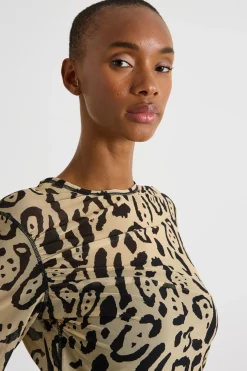 Top con stampa animalier - Beige