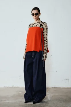 Top con stampa animalier - Beige