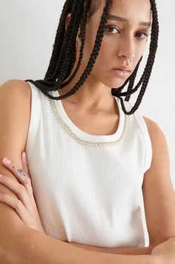 Top con strass - Bianco