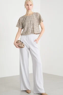 Top crop con paillettes - Beige
