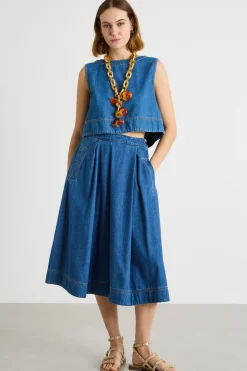 Top crop in jeans - Blu