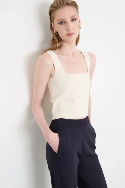 Top crop in maglia - Bianco