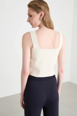 Top crop in maglia - Bianco