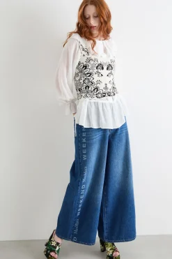 Top crop in maglia - Bianco Nero