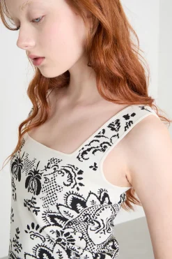Top crop in maglia - Bianco Nero