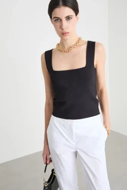 Top crop in maglia - Nero