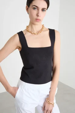 Top crop in maglia - Nero