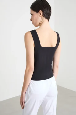 Top crop in maglia - Nero
