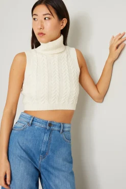 Top cropped a trecce - Bianco