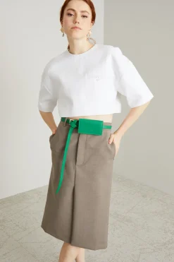 Top cropped con taschino - Bianco