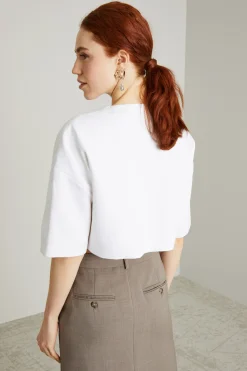 Top cropped con taschino - Bianco