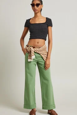 Top cropped in maglia - Nero Bianco