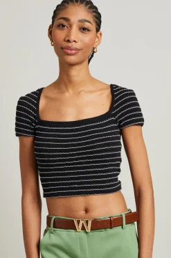 Top cropped in maglia - Nero Bianco