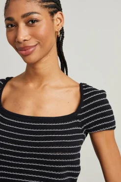 Top cropped in maglia - Nero Bianco