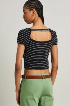 Top cropped in maglia - Nero Bianco