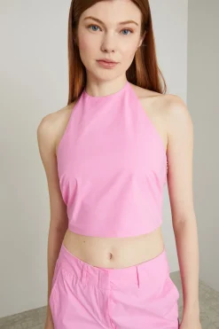 Top cropped in popeline - Rosa