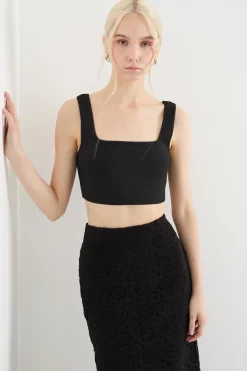 Top crop tricot - Nero