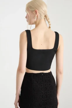 Top crop tricot - Nero