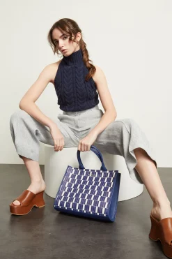 Top cut out in maglia - Blu