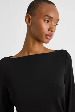 Top drappeggiato in jersey - Nero