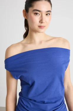 Top effetto off shoulder - Blu