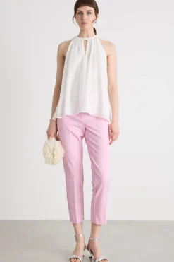 Top halterneck in georgette - Bianco