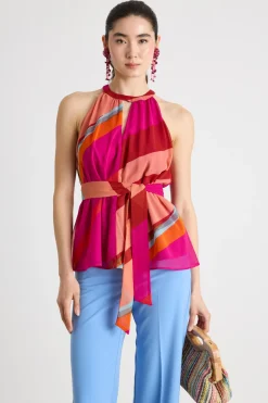 Top halterneck in georgette - Rosa