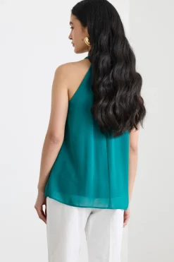 Top halterneck in georgette - Verde