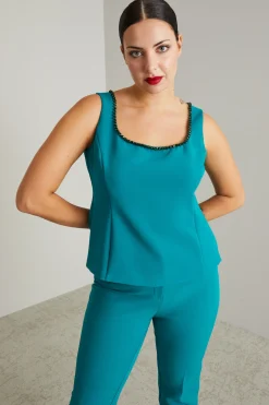 Top in cady con strass - Verde Smeraldo