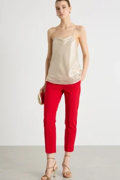Top in chiffon laminato - Beige