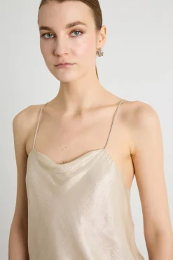 Top in chiffon laminato - Beige